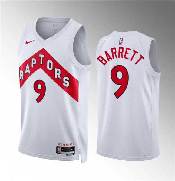Mens Toronto Raptors #9 RJ Barrett White Association Edition Stitched Basketball Jersey Dzhi